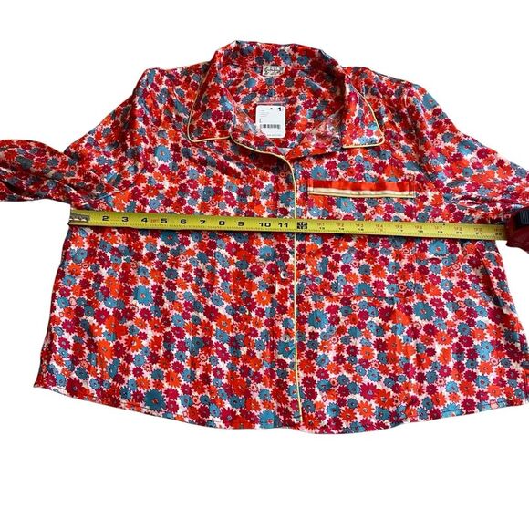 Free People Size L Pillow Talk Satin Pajama Set Red Poppy Floral Print Silky New - Picture 12 of 13